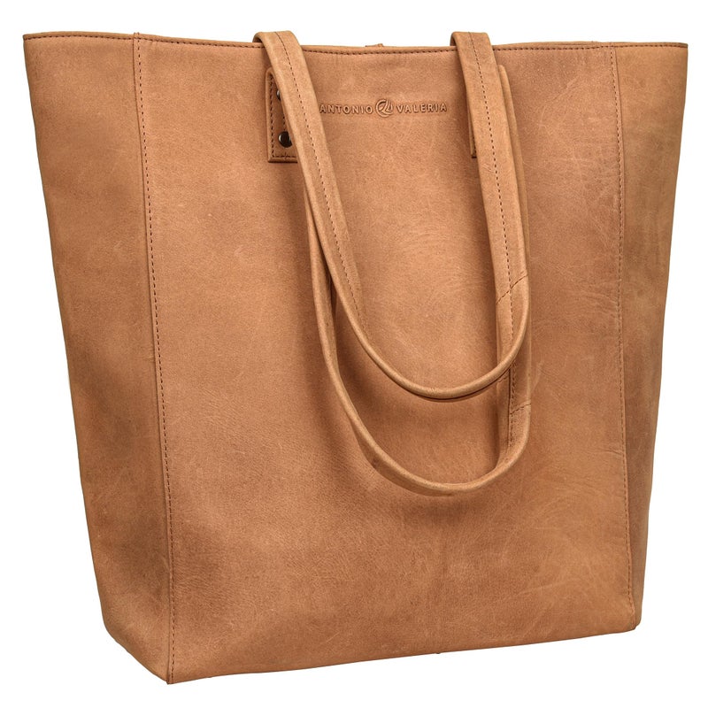ANTONIO VALERIA Ava, Croco Print Cognac Premium Leather Tote/Top Handle Shoulder Bag for Women - Image 1